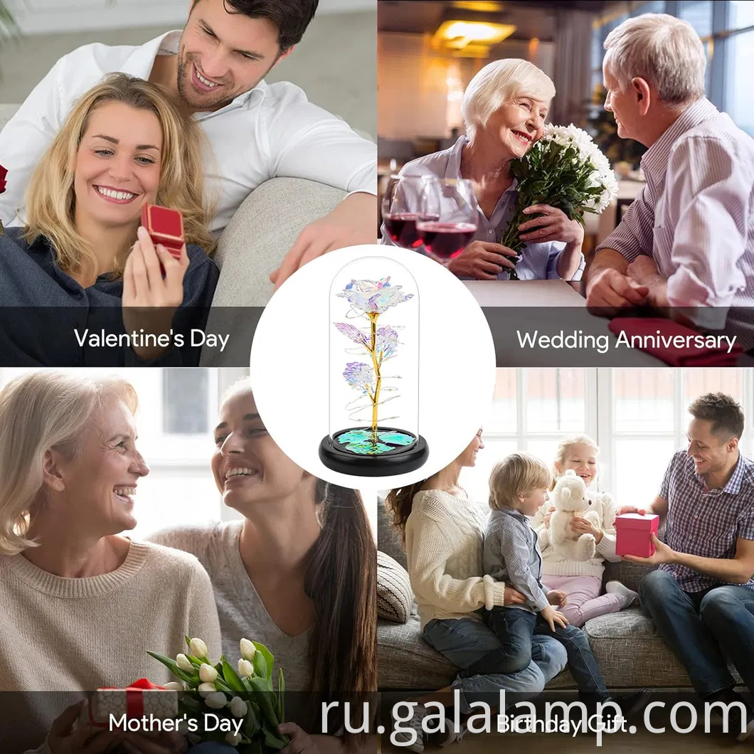 Galaxy Rose for Women, стеклянный купол Радужная Эвечная Роза Подарок
